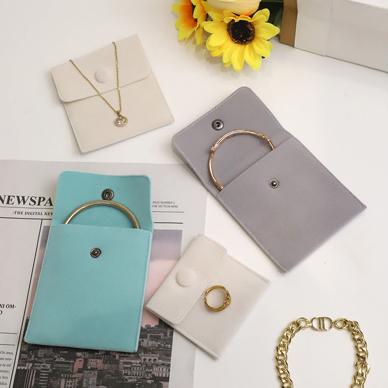 Double-Layer Snap Fastener Velvet Bags for Jewelry & Collectibles
